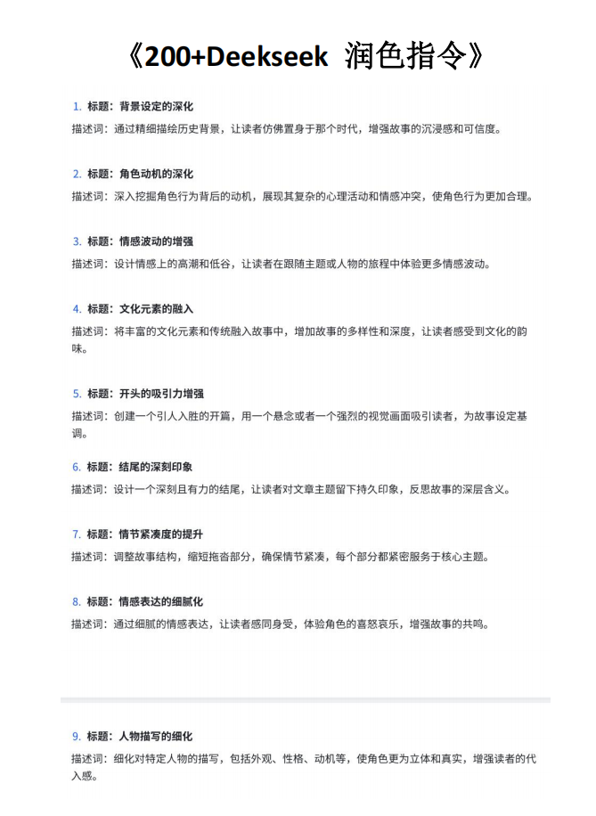 200+Deepseek润色指令(PDF23页)