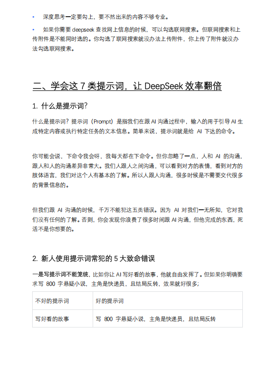 DeepSeek7大场景+50大案例+全套提示词,从入门到精通干货(2025年)(PDF112页)